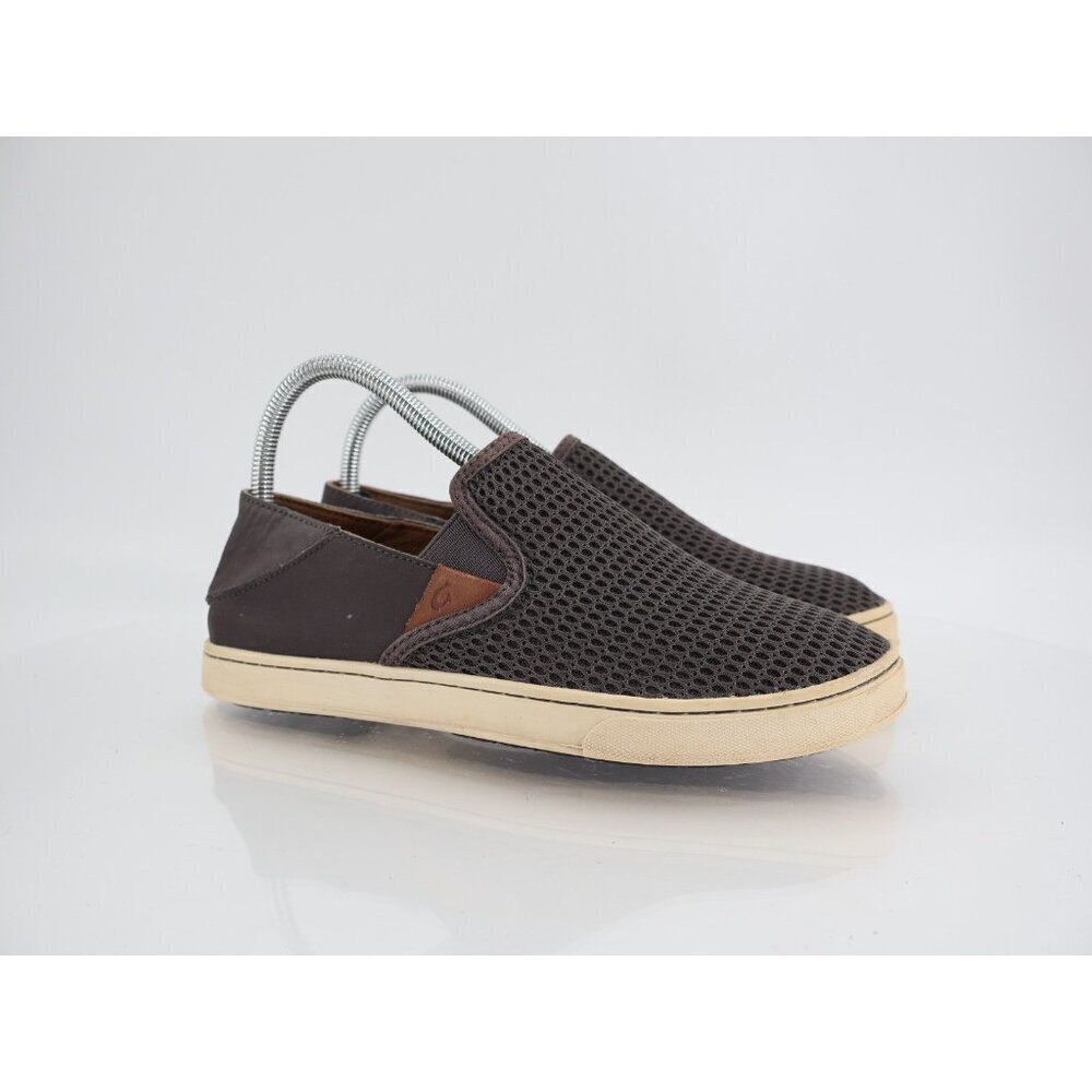 OluKai Women's Pehuea Shoe Size 7.5 Slip On Loafer Flats Gray Mesh Convertible